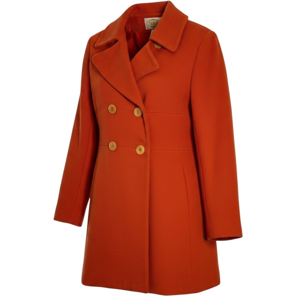 Talbots Coat Womens 4 Orange Wool Peacoat Fall Business Career Classic Winter